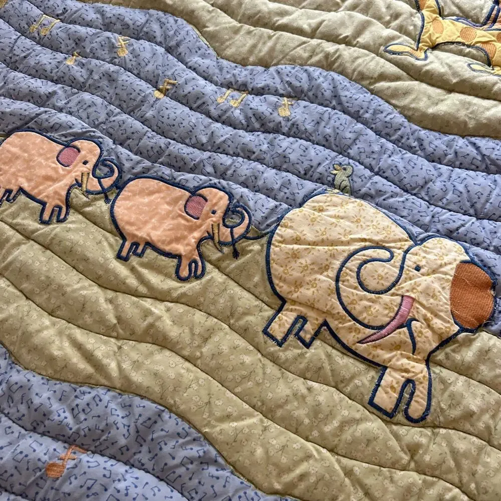 Carters John Lennon Animal Musical Parade Baby Crib Blanket Green Blue Safari A